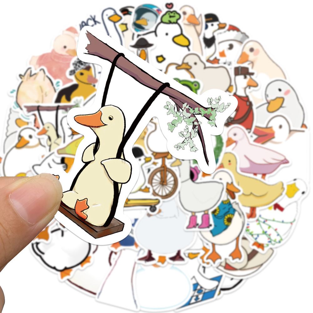 50PCS Cartoo Animal Duck Stickers Cartoon Pattern DIY Decoration Phone Cases Laptops Guitars Journals Decals Kids Toys Gifts