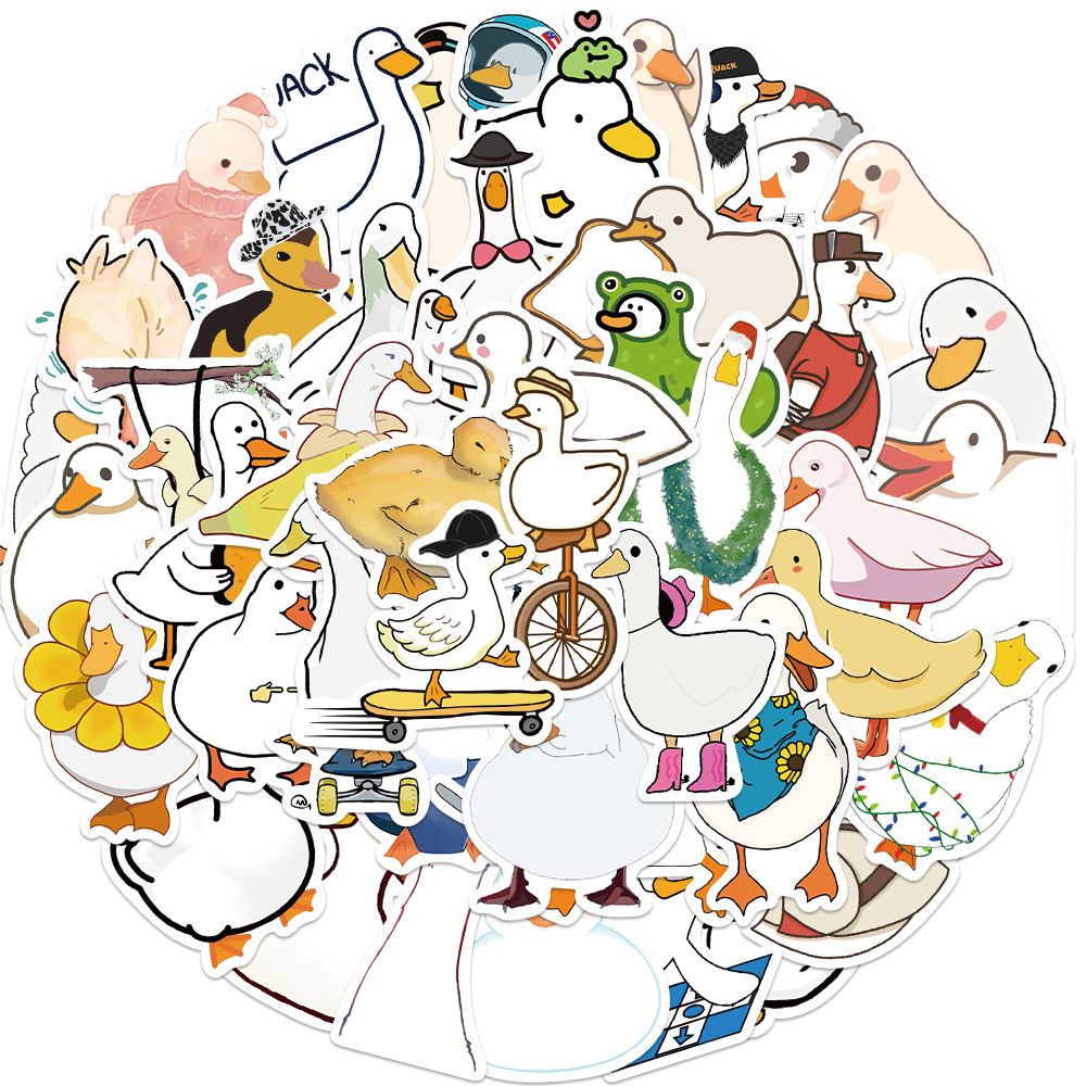 50PCS Cartoo Animal Duck Stickers Cartoon Pattern DIY Decoration Phone Cases Laptops Guitars Journals Decals Kids Toys Gifts