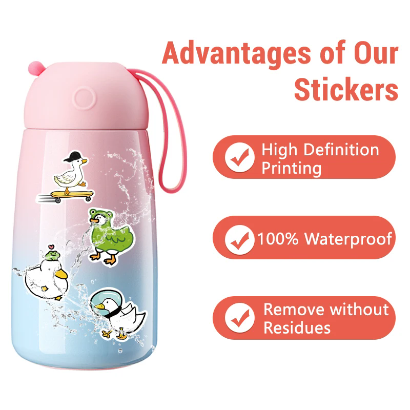 50PCS Cartoo Animal Duck Stickers Cartoon Pattern DIY Decoration Phone Cases Laptops Guitars Journals Decals Kids Toys Gifts
