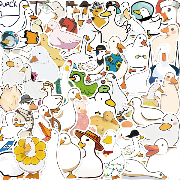 50PCS Cartoo Animal Duck Stickers Cartoon Pattern DIY Decoration Phone Cases Laptops Guitars Journals Decals Kids Toys Gifts