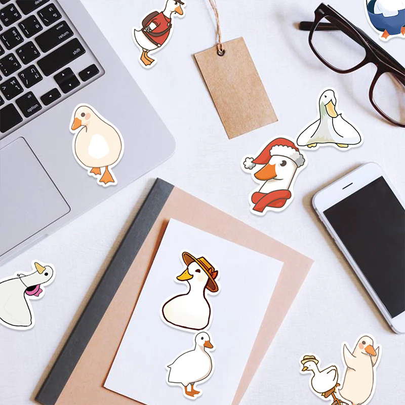 50PCS Cartoo Animal Duck Stickers Cartoon Pattern DIY Decoration Phone Cases Laptops Guitars Journals Decals Kids Toys Gifts