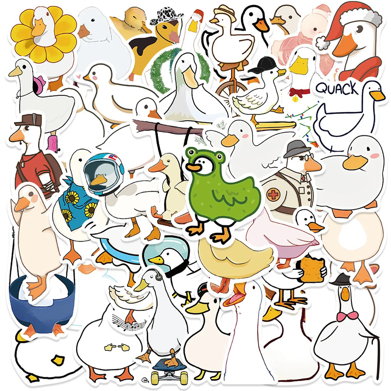 50PCS Cartoo Animal Duck Stickers Cartoon Pattern DIY Decoration Phone Cases Laptops Guitars Journals Decals Kids Toys Gifts