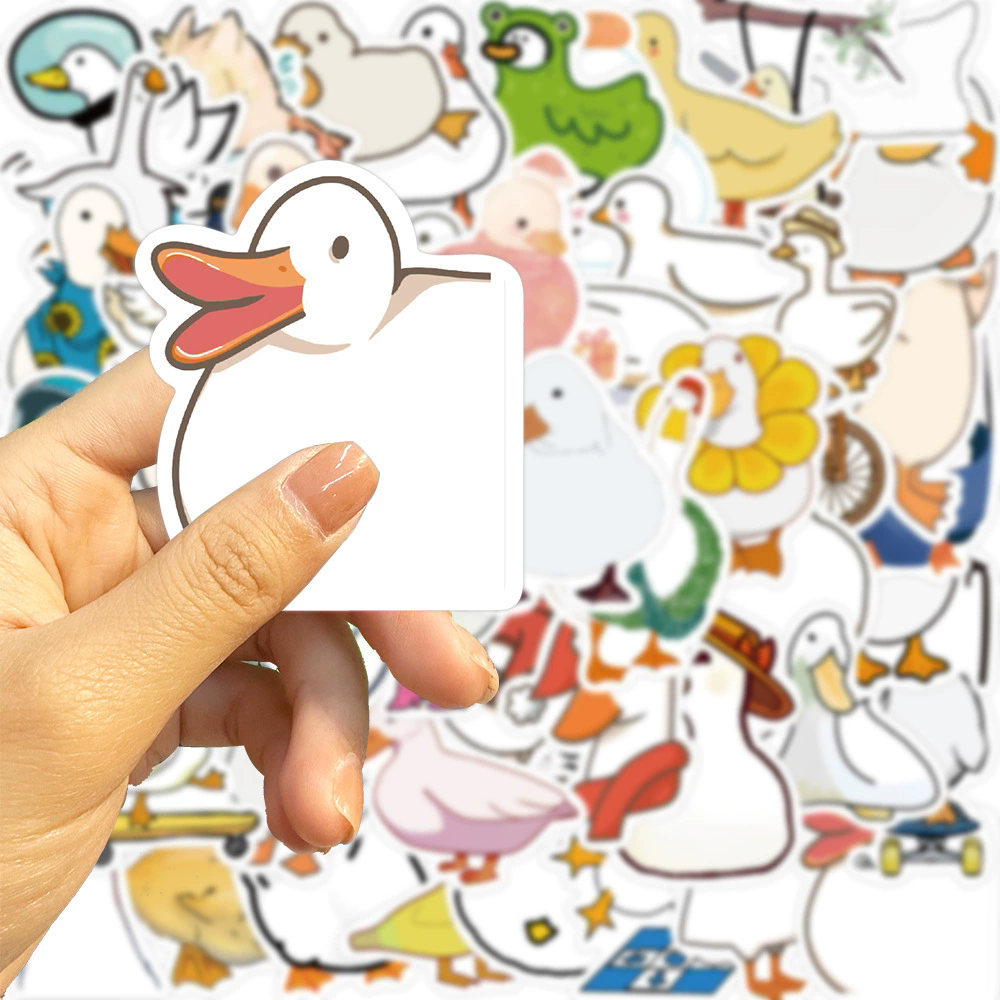50PCS Cartoo Animal Duck Stickers Cartoon Pattern DIY Decoration Phone Cases Laptops Guitars Journals Decals Kids Toys Gifts