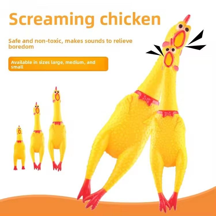 1PCS Screaming Chicken Squeezing Sound Toy Pet Dog Chewing Toy Durable And Fun Yellow Rubber Breathable Chicken