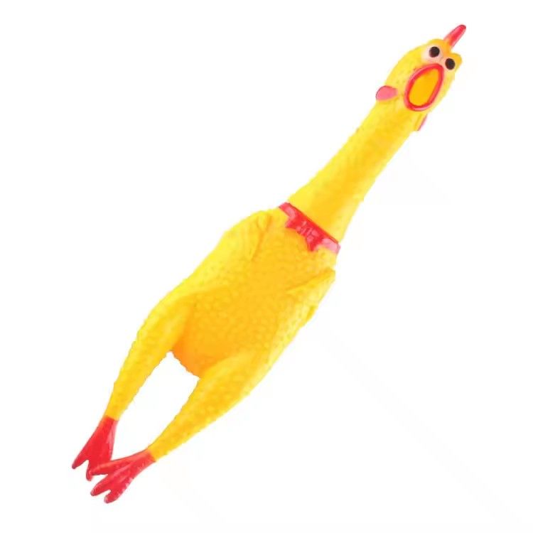 1PCS Screaming Chicken Squeezing Sound Toy Pet Dog Chewing Toy Durable And Fun Yellow Rubber Breathable Chicken