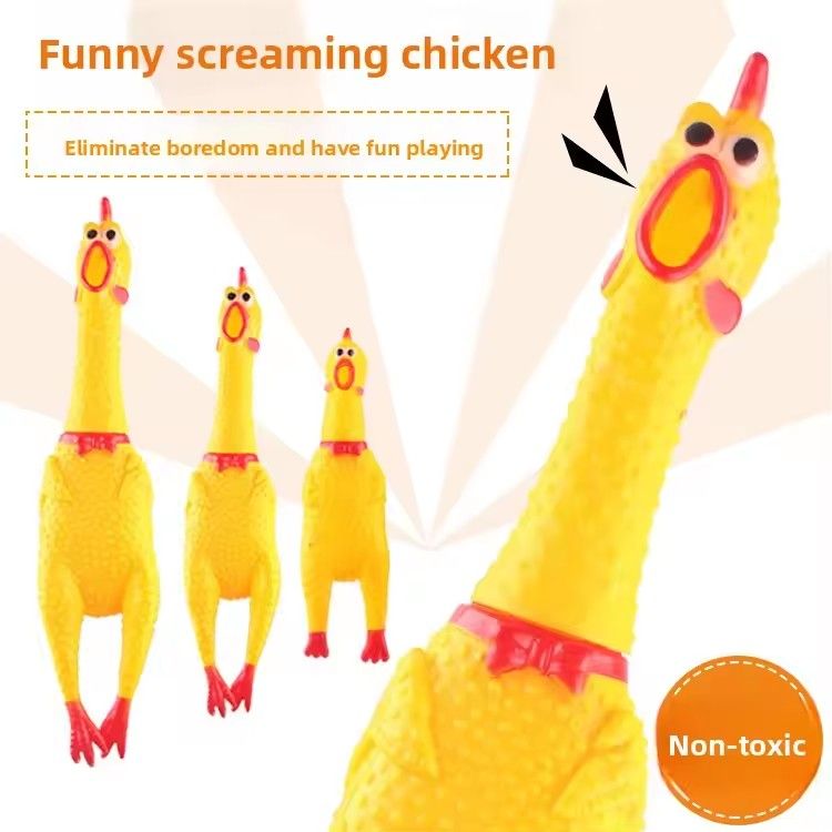 1PCS Screaming Chicken Squeezing Sound Toy Pet Dog Chewing Toy Durable And Fun Yellow Rubber Breathable Chicken