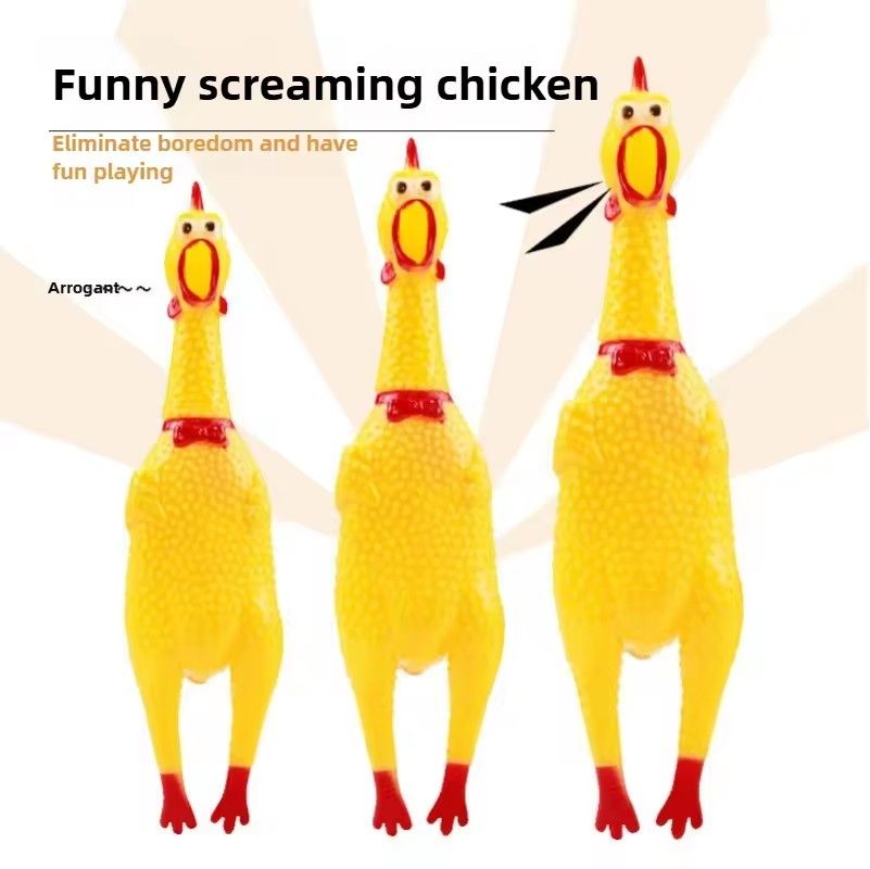 1PCS Screaming Chicken Squeezing Sound Toy Pet Dog Chewing Toy Durable And Fun Yellow Rubber Breathable Chicken