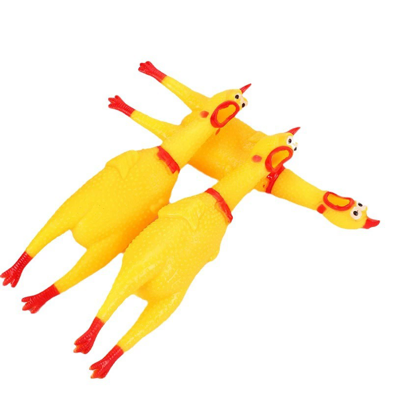1PCS Screaming Chicken Squeezing Sound Toy Pet Dog Chewing Toy Durable And Fun Yellow Rubber Breathable Chicken