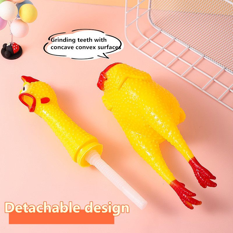 1PCS Screaming Chicken Squeezing Sound Toy Pet Dog Chewing Toy Durable And Fun Yellow Rubber Breathable Chicken