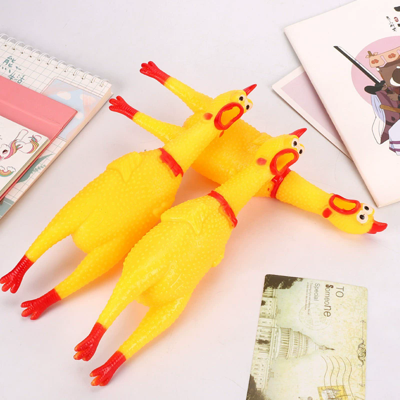 1PCS Screaming Chicken Squeezing Sound Toy Pet Dog Chewing Toy Durable And Fun Yellow Rubber Breathable Chicken