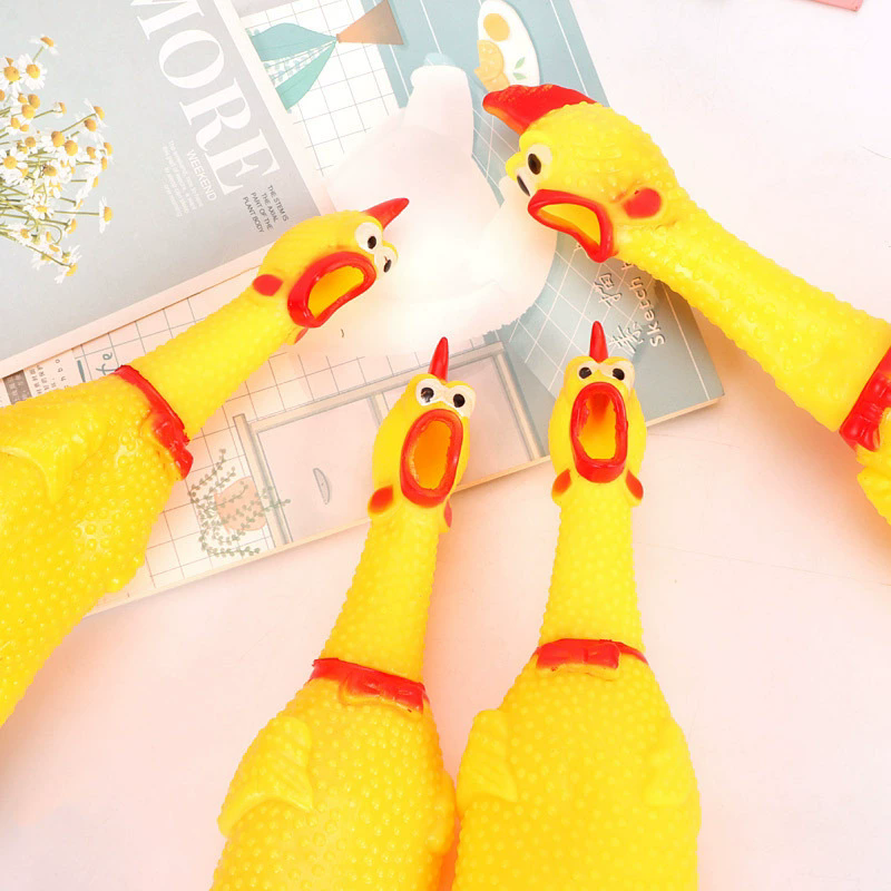 1PCS Screaming Chicken Squeezing Sound Toy Pet Dog Chewing Toy Durable And Fun Yellow Rubber Breathable Chicken