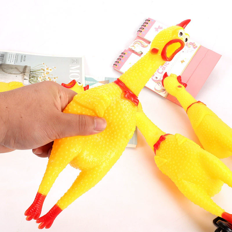 1PCS Screaming Chicken Squeezing Sound Toy Pet Dog Chewing Toy Durable And Fun Yellow Rubber Breathable Chicken
