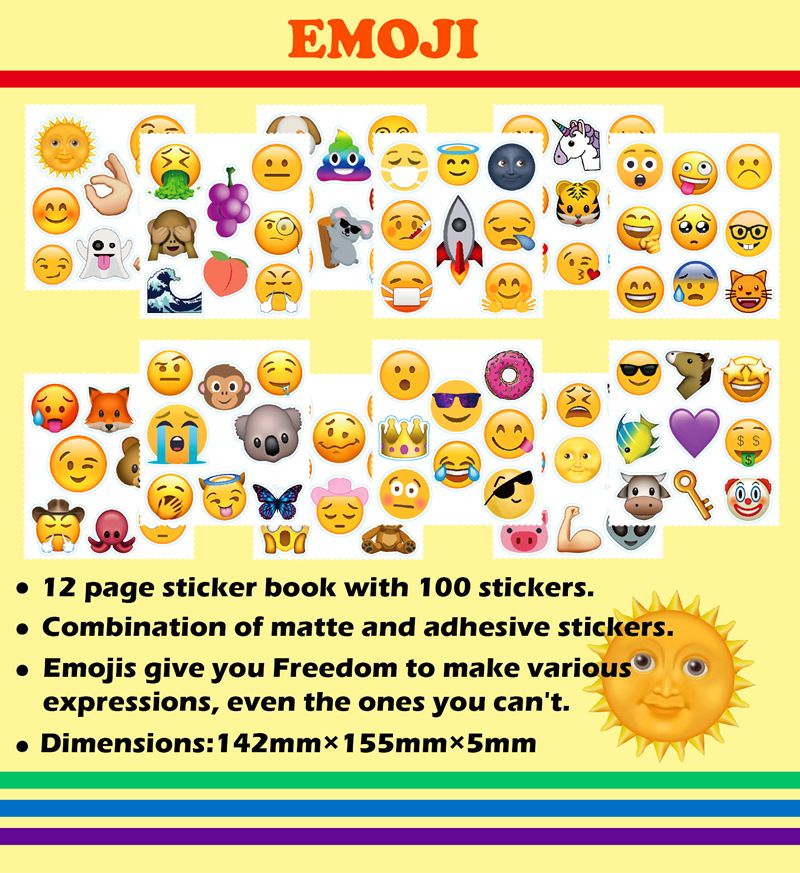 100 PCS   cartoon stickers EMOJI smiley face stickers, hand account notebooks, car stationery stickers, suitcase stickers