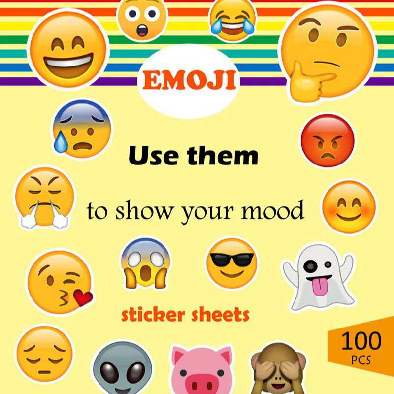 100 PCS   cartoon stickers EMOJI smiley face stickers, hand account notebooks, car stationery stickers, suitcase stickers