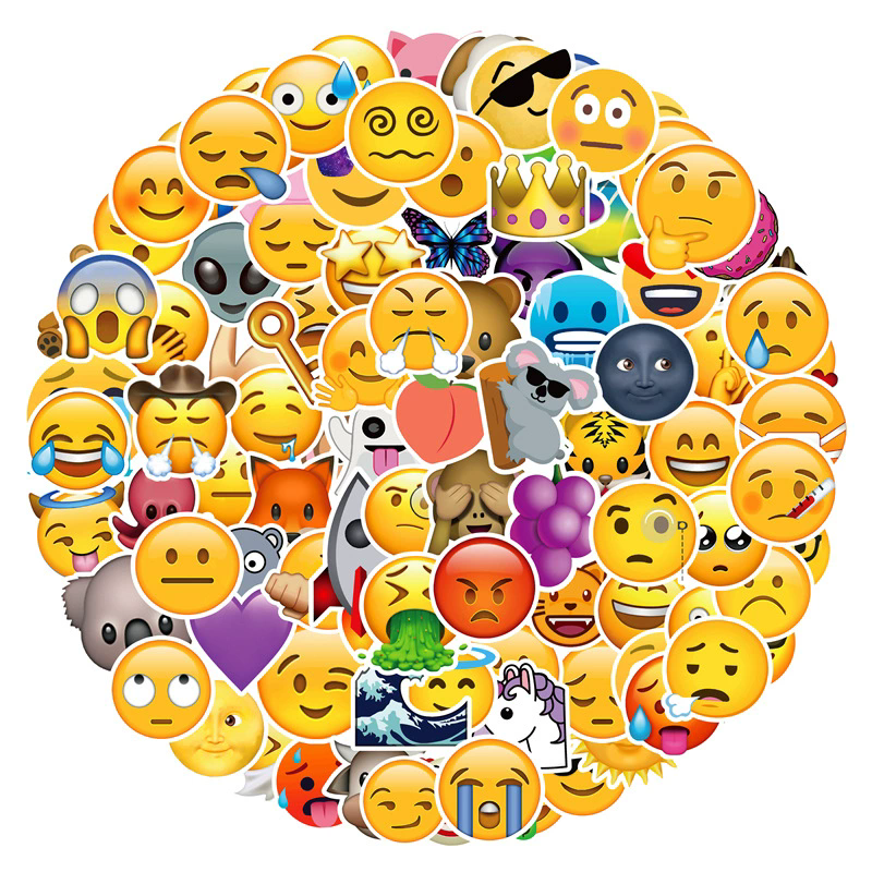 100 PCS   cartoon stickers EMOJI smiley face stickers, hand account notebooks, car stationery stickers, suitcase stickers