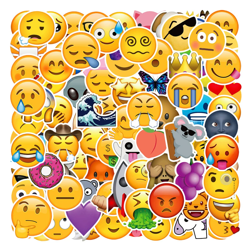 100 PCS   cartoon stickers EMOJI smiley face stickers, hand account notebooks, car stationery stickers, suitcase stickers