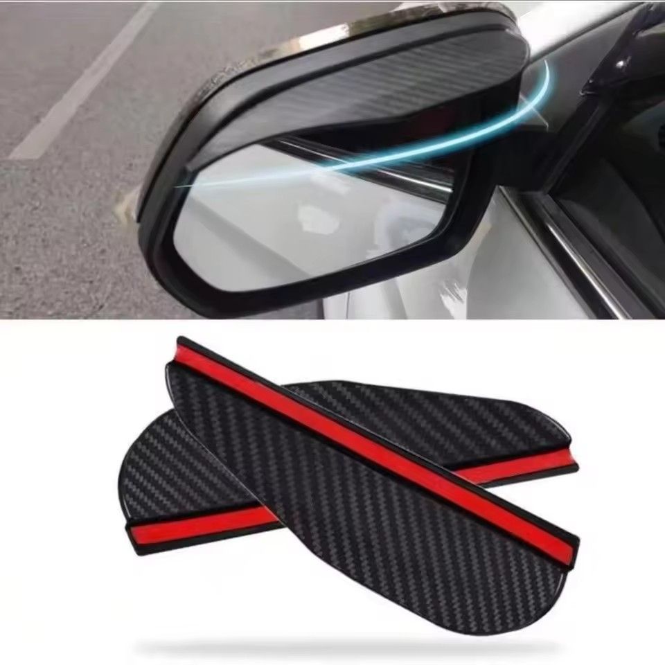 4Pcs Carbon Fiber Car Rearview Mirror Rain Shield Eyebrow Flexible Car Rearview Mirror Rain Shield Protector Eyebrow Rain Cover