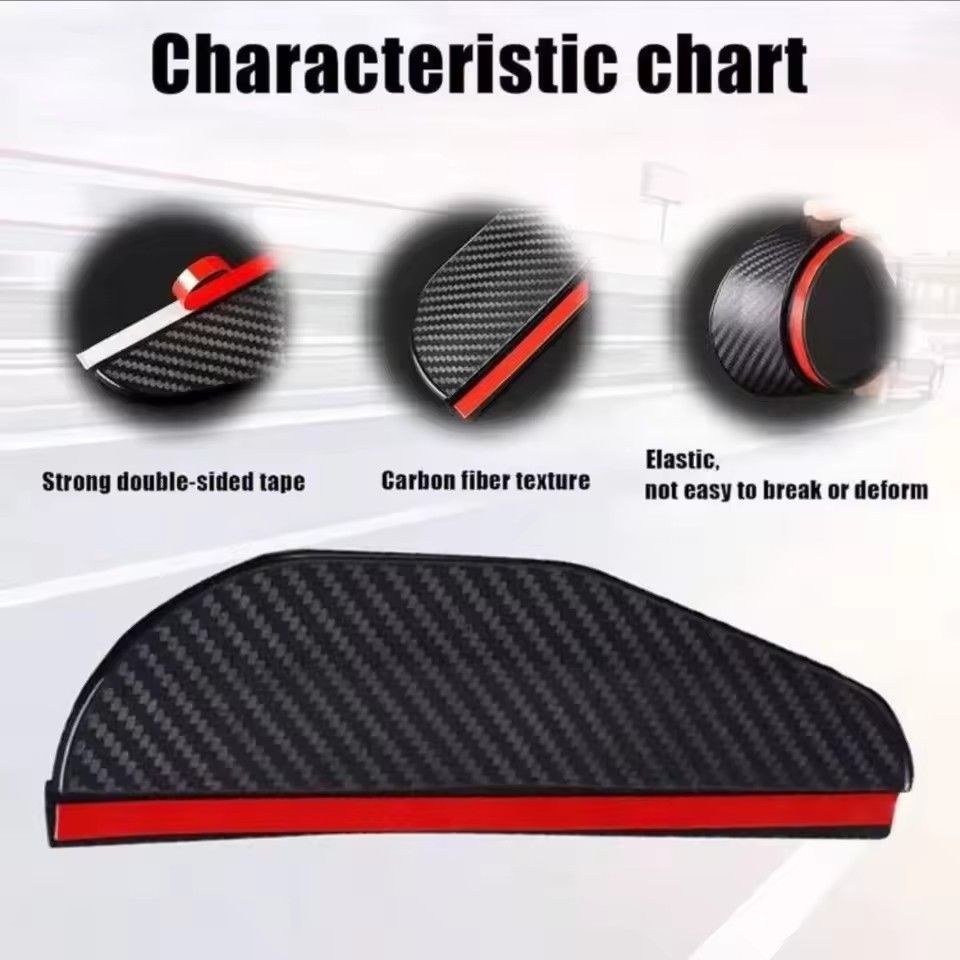4Pcs Carbon Fiber Car Rearview Mirror Rain Shield Eyebrow Flexible Car Rearview Mirror Rain Shield Protector Eyebrow Rain Cover