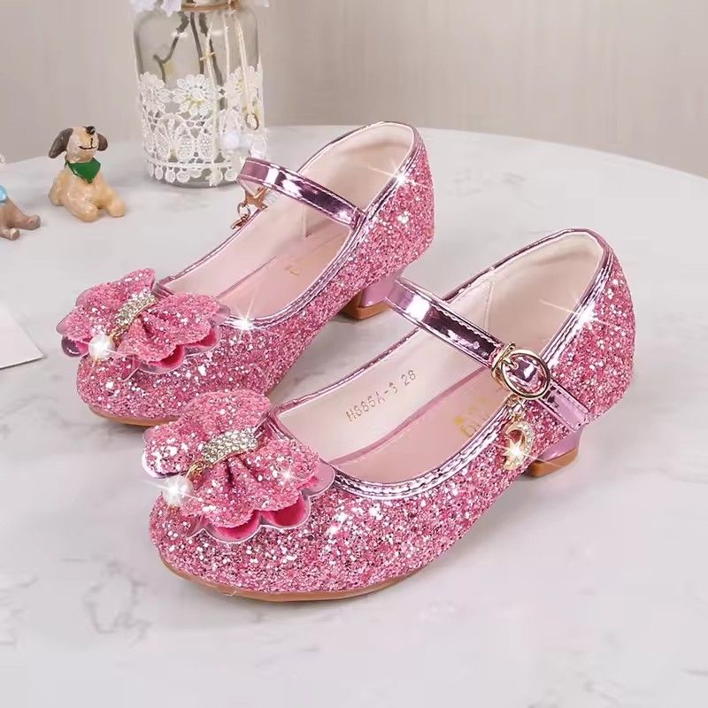 Girls' High Heels Spring and Autumn Women's Korean Edition Golden Children's Shoes Fashion Performance Shoes Fashion Show Shoes