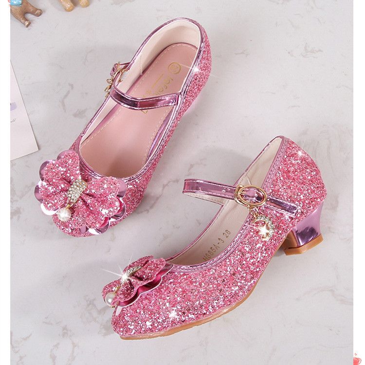 Girls' High Heels Spring and Autumn Women's Korean Edition Golden Children's Shoes Fashion Performance Shoes Fashion Show Shoes
