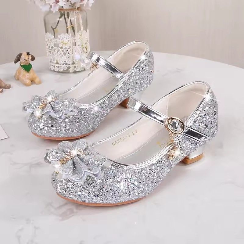 Girls' High Heels Spring and Autumn Women's Korean Edition Golden Children's Shoes Fashion Performance Shoes Fashion Show Shoes