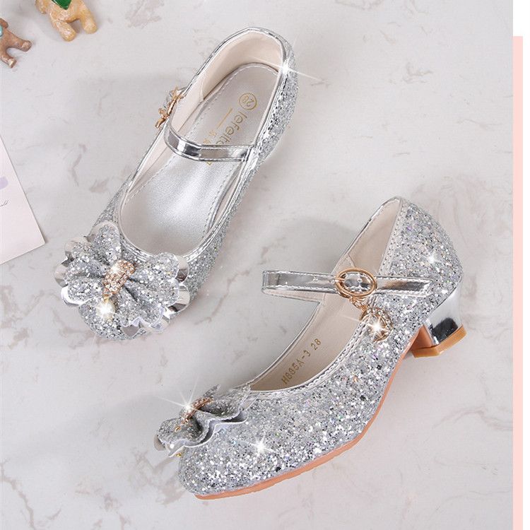 Girls' High Heels Spring and Autumn Women's Korean Edition Golden Children's Shoes Fashion Performance Shoes Fashion Show Shoes