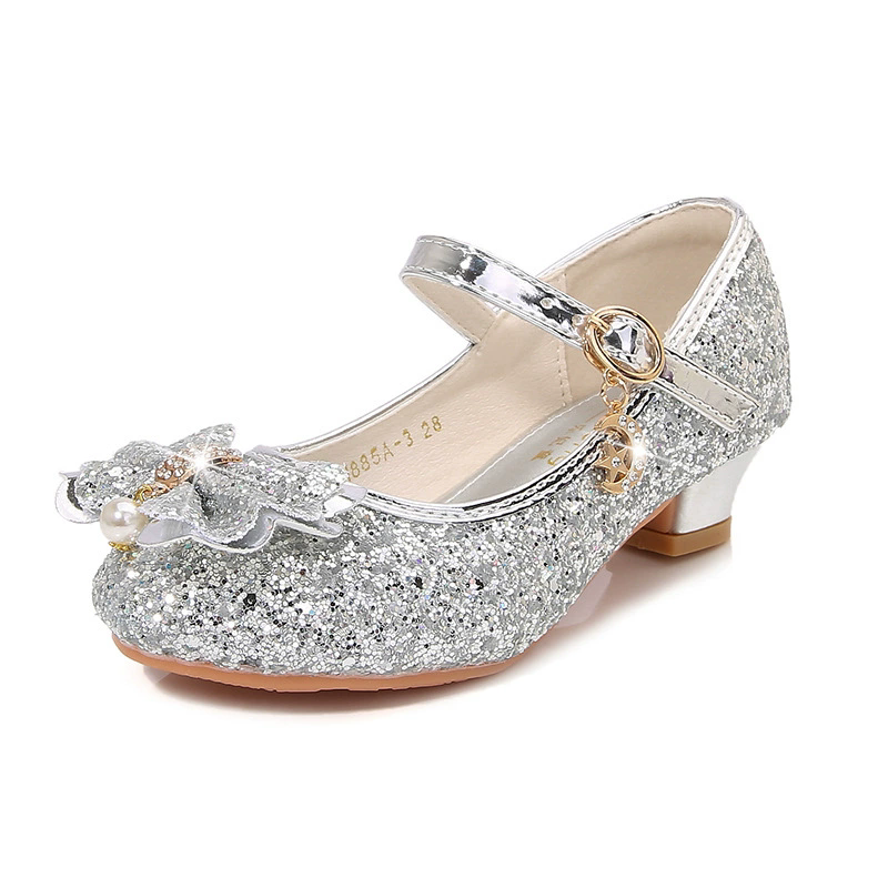 Girls' High Heels Spring and Autumn Women's Korean Edition Golden Children's Shoes Fashion Performance Shoes Fashion Show Shoes