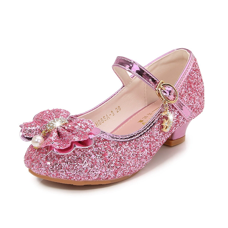 Girls' High Heels Spring and Autumn Women's Korean Edition Golden Children's Shoes Fashion Performance Shoes Fashion Show Shoes