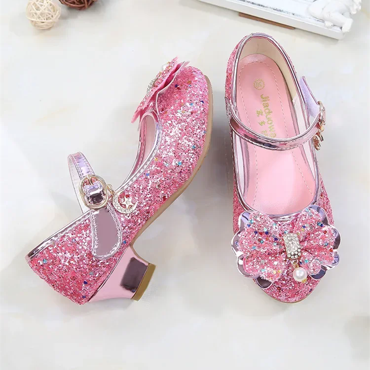 Girls' High Heels Spring and Autumn Women's Korean Edition Golden Children's Shoes Fashion Performance Shoes Fashion Show Shoes