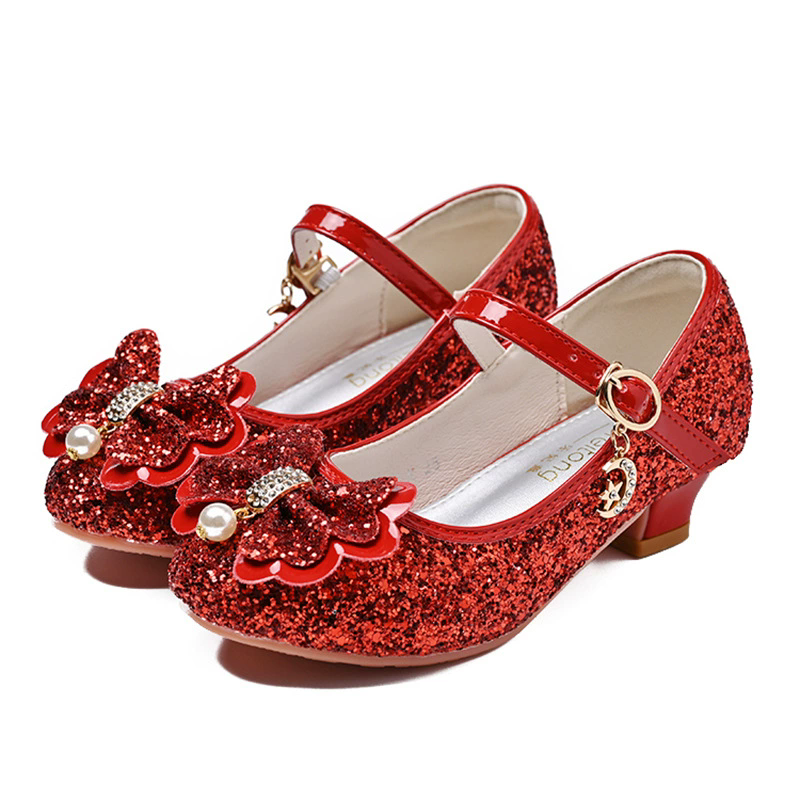 Girls' High Heels Spring and Autumn Women's Korean Edition Golden Children's Shoes Fashion Performance Shoes Fashion Show Shoes