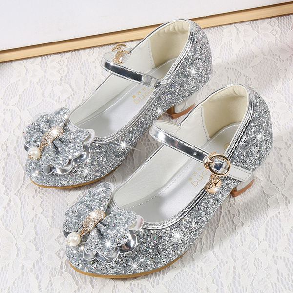 Girls' High Heels Spring and Autumn Women's Korean Edition Golden Children's Shoes Fashion Performance Shoes Fashion Show Shoes