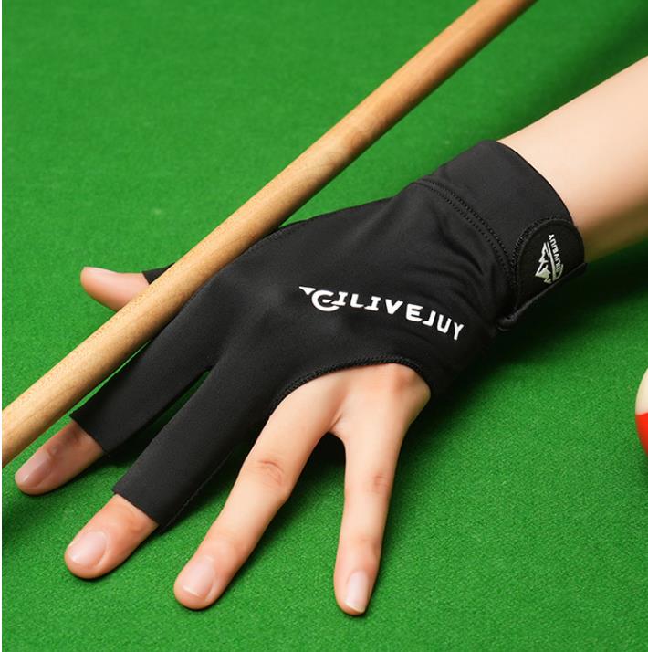 1PC Open Finger Billiard Gloves Breathable Polyester Snooker Pool Glove Adjustable Sticker Smooth Soft Lightweight Amateur Train