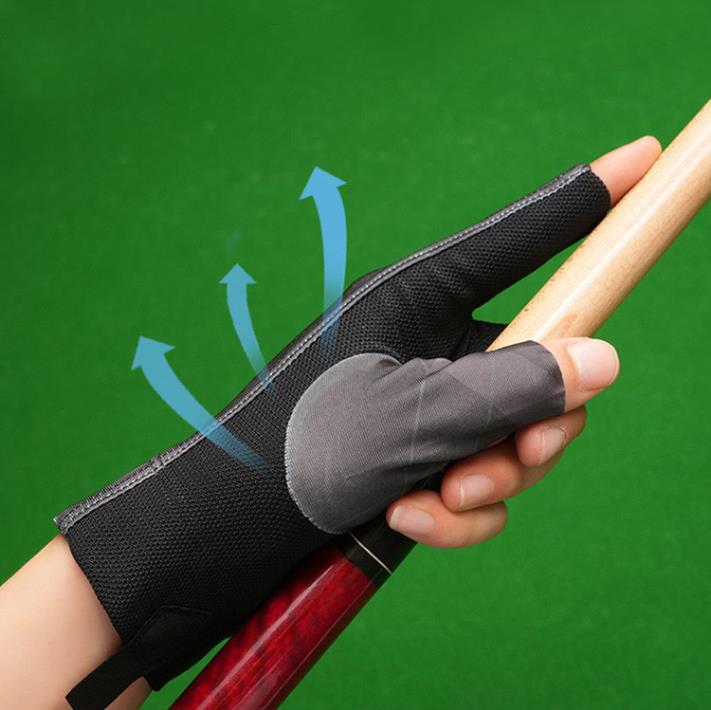1PC Open Finger Billiard Gloves Breathable Polyester Snooker Pool Glove Adjustable Sticker Smooth Soft Lightweight Amateur Train