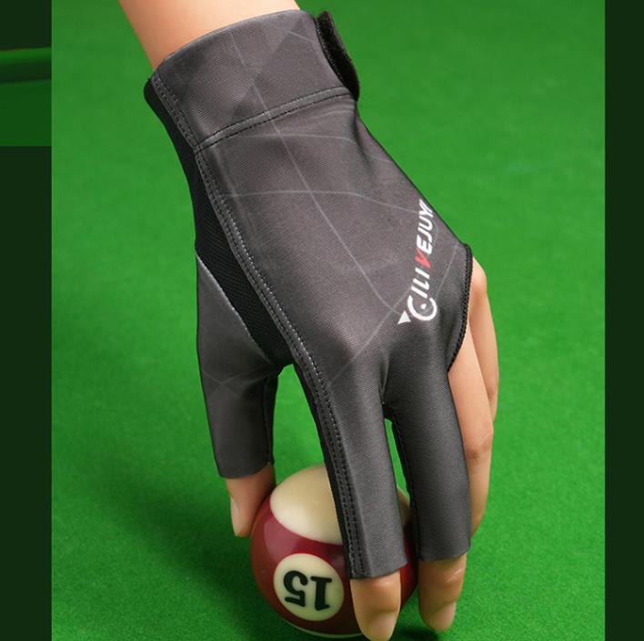1PC Open Finger Billiard Gloves Breathable Polyester Snooker Pool Glove Adjustable Sticker Smooth Soft Lightweight Amateur Train