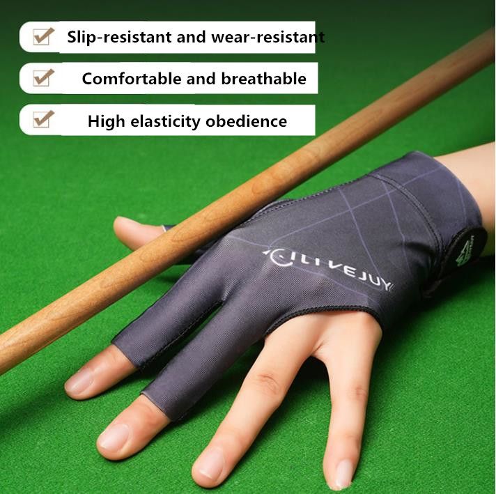 1PC Open Finger Billiard Gloves Breathable Polyester Snooker Pool Glove Adjustable Sticker Smooth Soft Lightweight Amateur Train