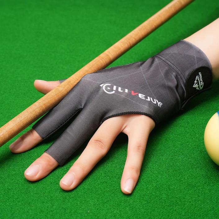 1PC Open Finger Billiard Gloves Breathable Polyester Snooker Pool Glove Adjustable Sticker Smooth Soft Lightweight Amateur Train