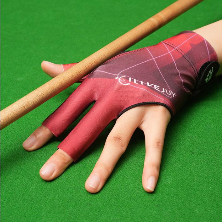 1PC Open Finger Billiard Gloves Breathable Polyester Snooker Pool Glove Adjustable Sticker Smooth Soft Lightweight Amateur Train