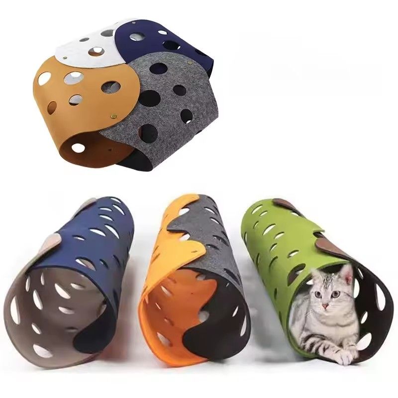 2PC/1set   Cat Tunnels Bed Foldable Pet Tunnel Tube Bed with Holes DIY Cats Play Mat Cat Activity Rug Toy for Interactive