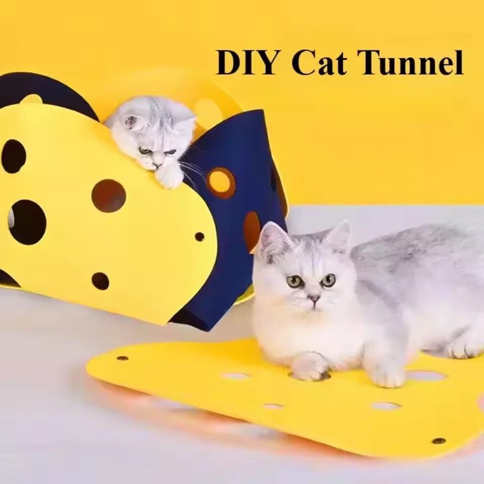 2PC/1set   Cat Tunnels Bed Foldable Pet Tunnel Tube Bed with Holes DIY Cats Play Mat Cat Activity Rug Toy for Interactive