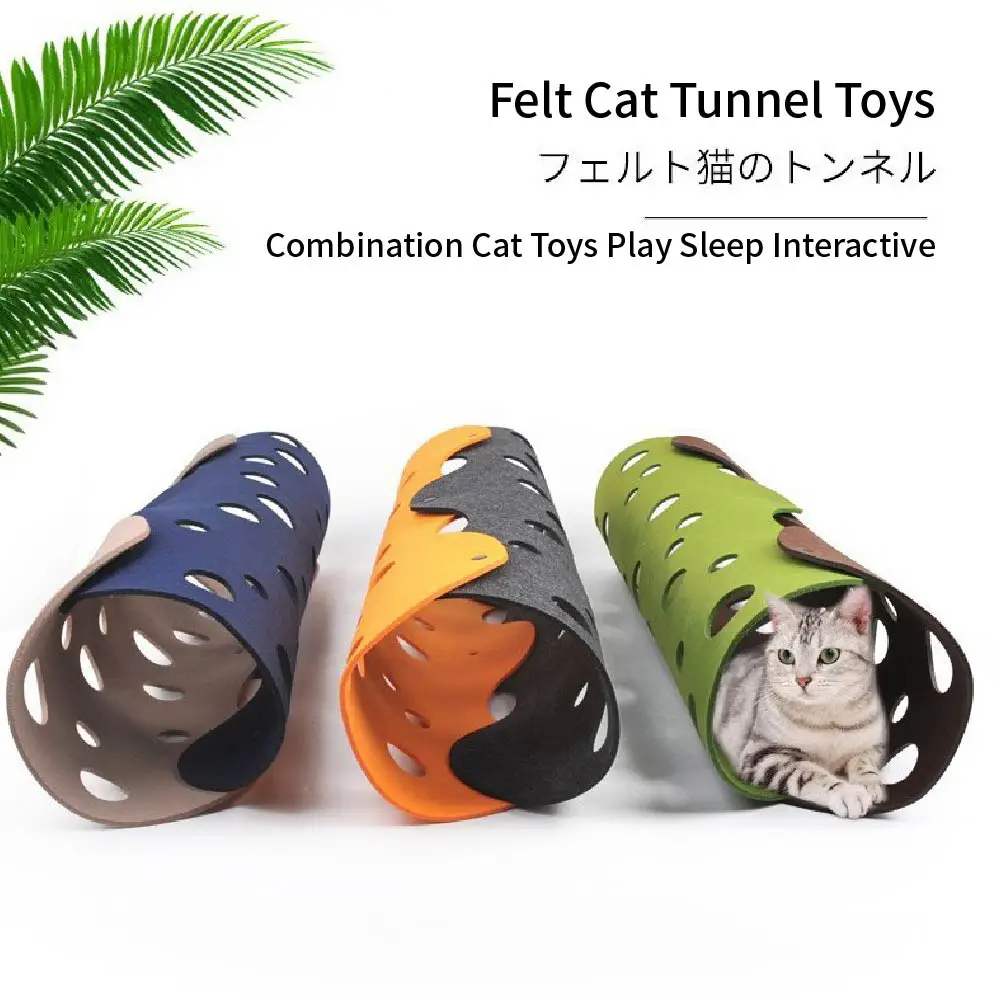 2PC/1set   Cat Tunnels Bed Foldable Pet Tunnel Tube Bed with Holes DIY Cats Play Mat Cat Activity Rug Toy for Interactive