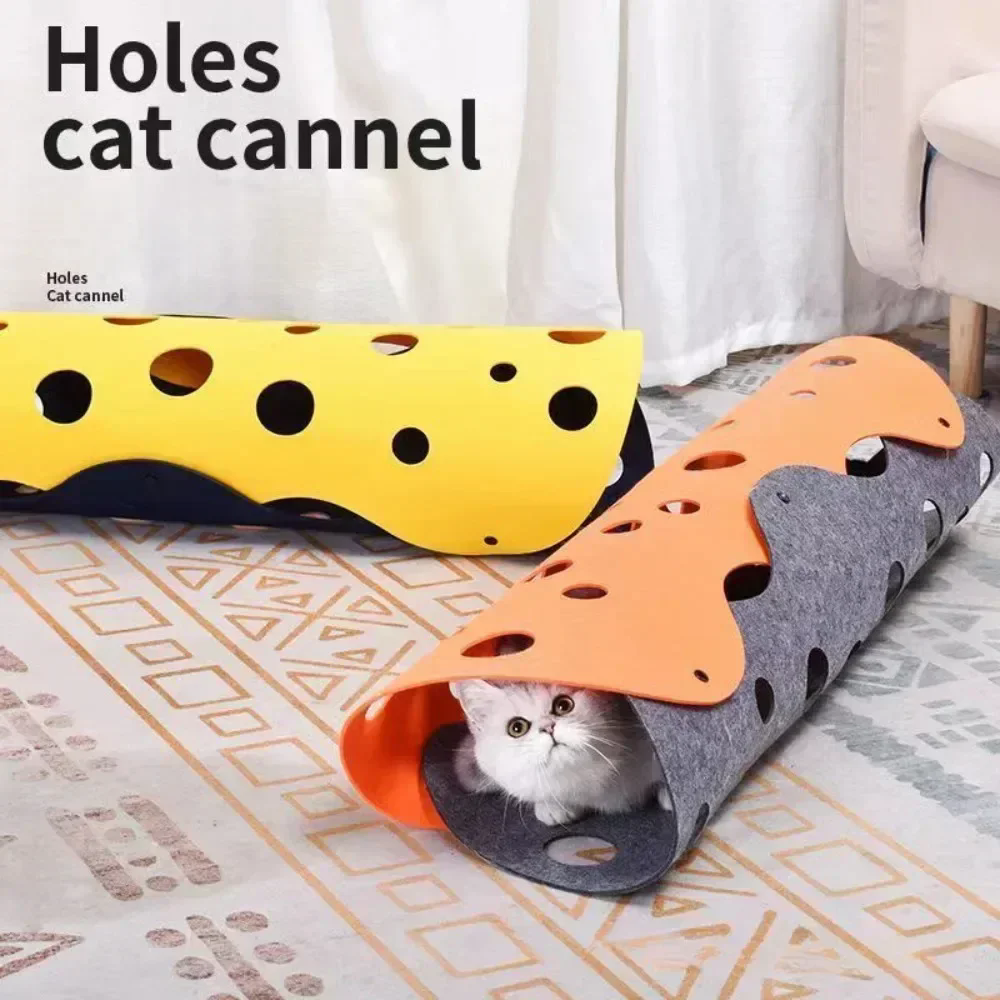 2PC/1set   Cat Tunnels Bed Foldable Pet Tunnel Tube Bed with Holes DIY Cats Play Mat Cat Activity Rug Toy for Interactive