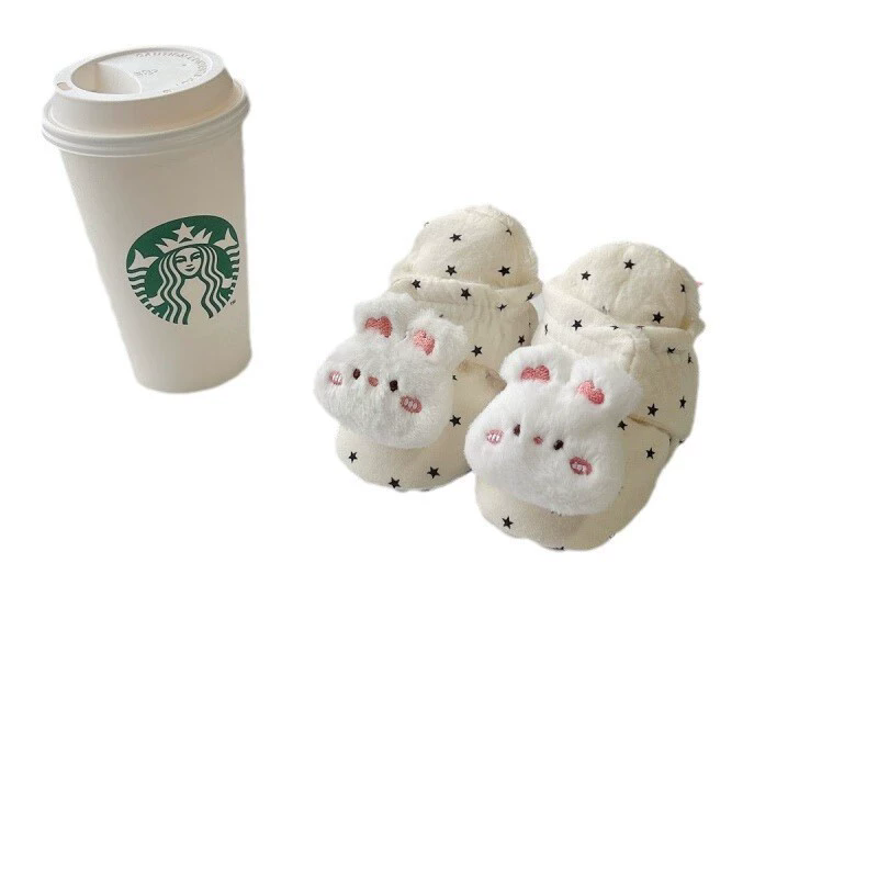 White baby shoes for autumn and winter, baby walking shoes with plush soft soles, winter shoes for infants and young children