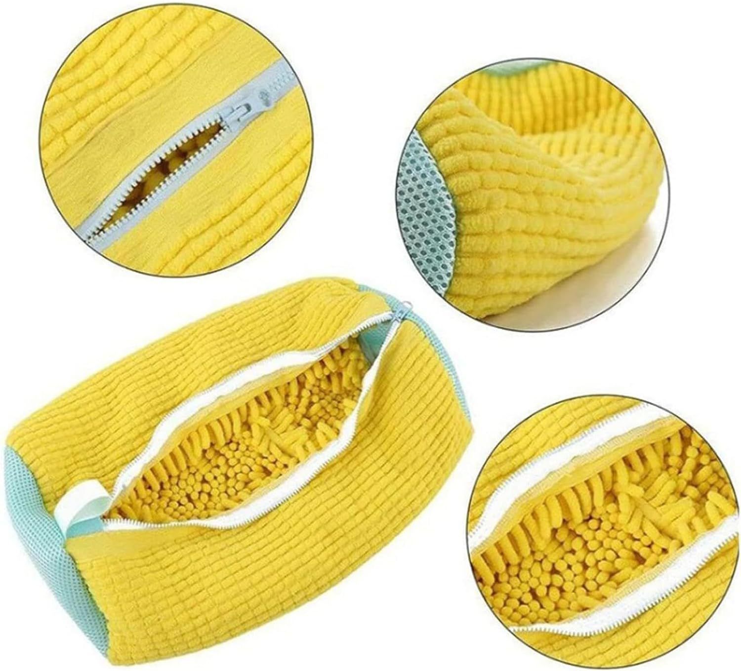 Durable Shoe Washing Machine Bag for All Shoe Types-Yellow with Blue Zipper,Ideal for Sneakers and Casual Shoes,Laundry Wash Bag