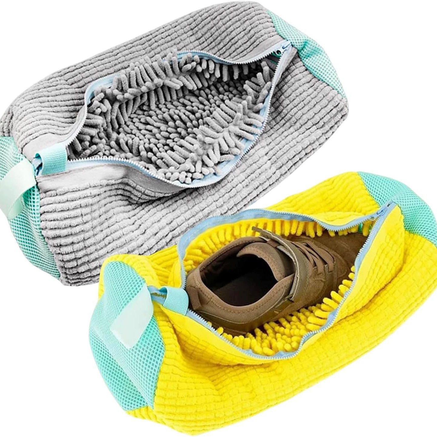 Durable Shoe Washing Machine Bag for All Shoe Types-Yellow with Blue Zipper,Ideal for Sneakers and Casual Shoes,Laundry Wash Bag