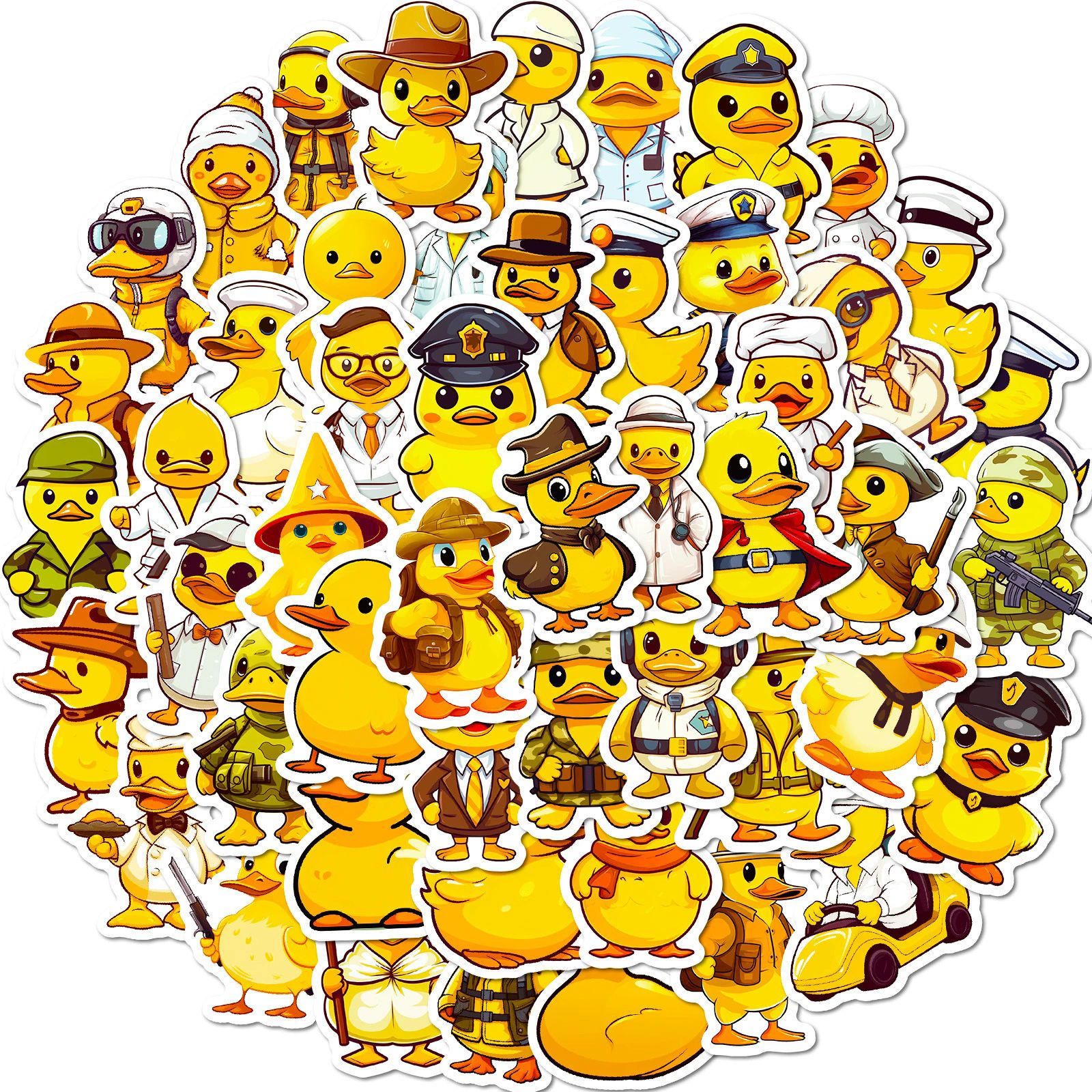 50PCS    Cartoon Little Yellow Duck Graffiti Creative Cute Suitcase Skateboard Bicycle Waterproof Sticker