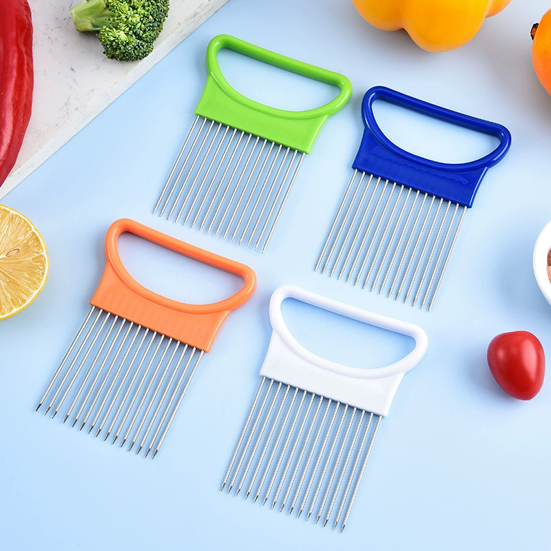 1PC Onion Needle Onion Fork Vegetables Fruit Slicer Tomato Cutter Cutting Safe Holder Kitchen Accessories Tools