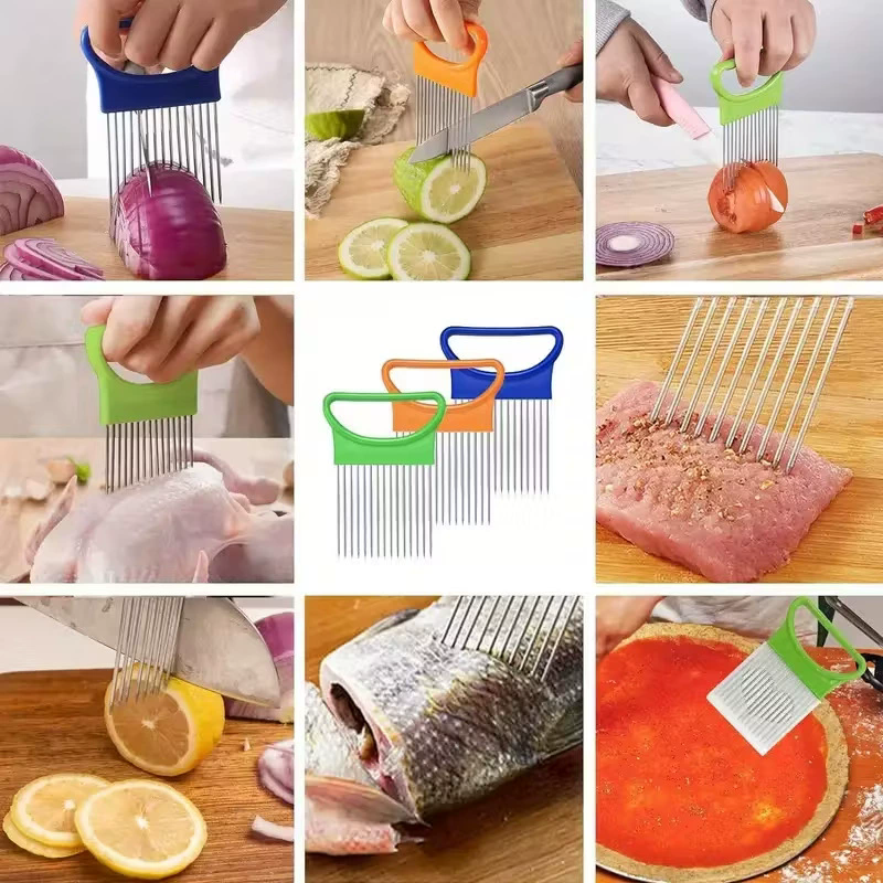 1PC Onion Needle Onion Fork Vegetables Fruit Slicer Tomato Cutter Cutting Safe Holder Kitchen Accessories Tools