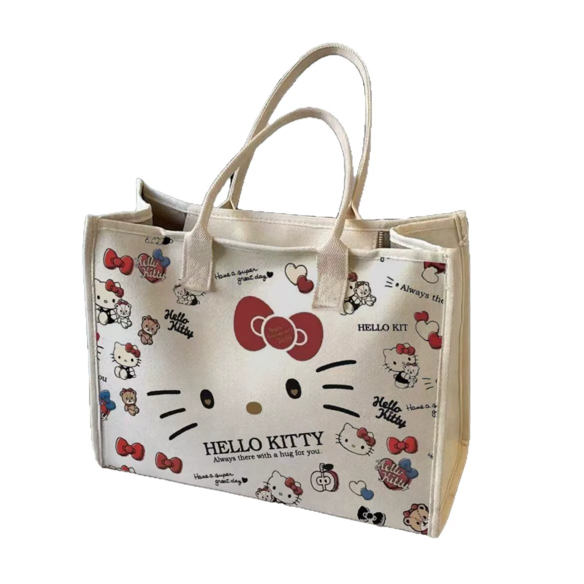 Hello Kitty Sanrio Y2K Tote Canvas Bag, Cute Canvasshoulder Bag, Cartoon Anime Handbag Forschool Work Travel Shopping School Bag