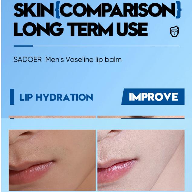 1PC   SADOER Men's Lip Balm Moisturizing Anti Cracking Repair Nourishing Hydrating Lipstick Men Lips Skin Care ProductsB2-1056