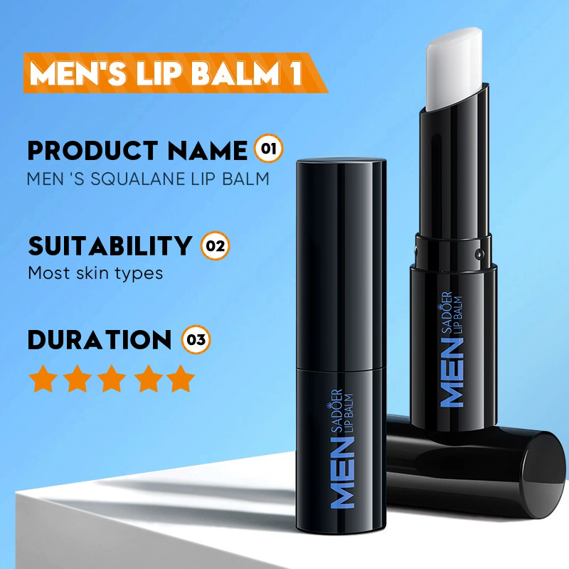 1PC   SADOER Men's Lip Balm Moisturizing Anti Cracking Repair Nourishing Hydrating Lipstick Men Lips Skin Care ProductsB2-1056